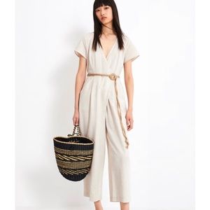 NWT ZARA RUSTIC WRAP JUMPSUIT WITH BELT